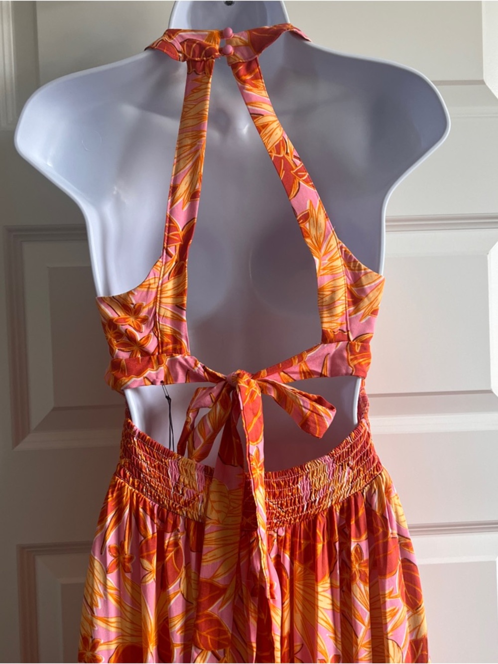 IRIS Halter Maxi Tropical NWT Smock Sz Sm FLAW Anthro Abel Label - Picture 6 of 10